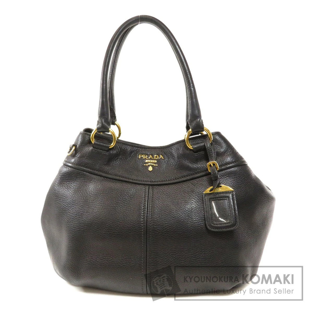 Prada Vitello Daino Leather Top Handle Bag black pebbled